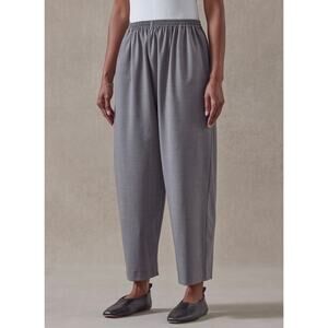 Eskandar Gray Wool Blend Cropped Pants Elastic Waist Capri Size 1